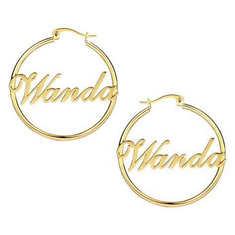 Gold Plated Custom Hoop Name Earrings