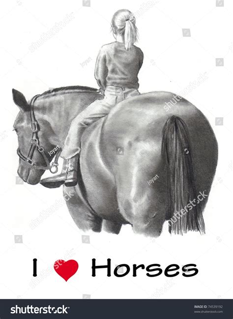 Love Heart Horses Pencil Drawing Stock Illustration 74539192 - Shutterstock