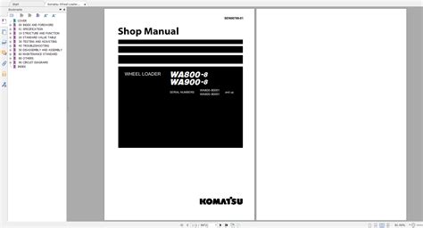 Komatsu WA800-8 WA900-8 Wheel Loader Shop Manual SEN06799-01 2020