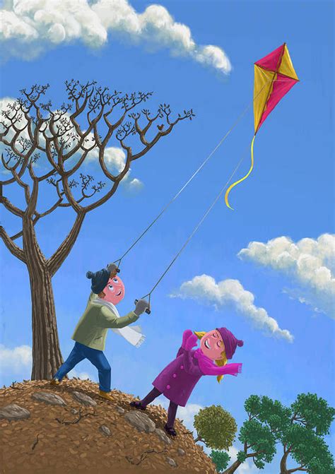 Flying Kite On Windy Day Poster by Martin Davey | Kite flying, Windy day, Kite