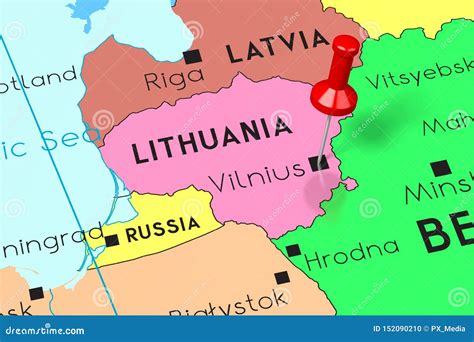 Lithuania, Vilnus - Capital City, Pinned On Political Map Royalty-Free ...