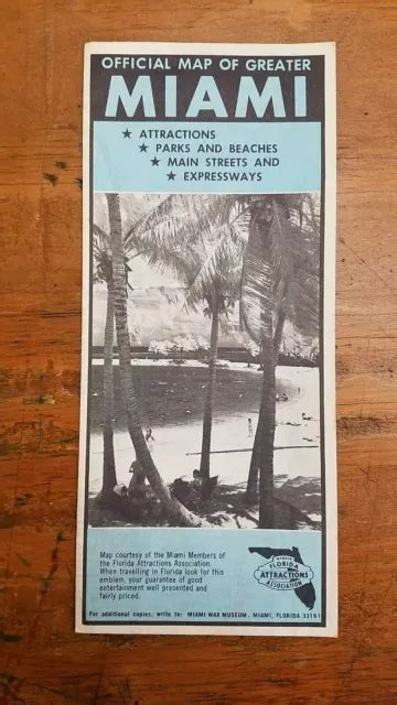 VINTAGE OFFICIAL MAP of Greater Miami - Florida Attractions Association - Good £14.72 - PicClick UK