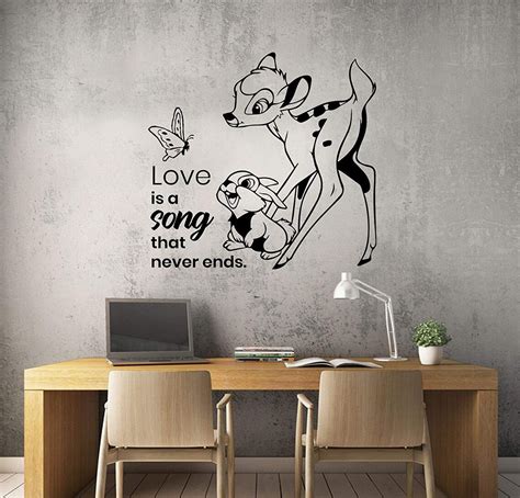 Love is A Song Bambi Quote Disney Character Cartoon Wall | Etsy