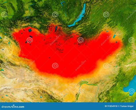 Mongolia on physical map stock illustration. Illustration of geography - 91854918