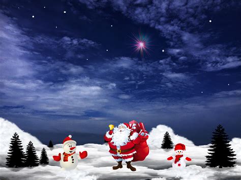 Santa Claus and two snowmen on Christmas Eve image - Free stock photo - Public Domain photo ...