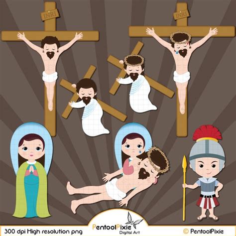 Jesus Crucifixion clipart Christianity clipart Way of the | Etsy