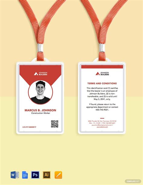 Construction Worker ID Card Template in Google Docs - Download | Template.net