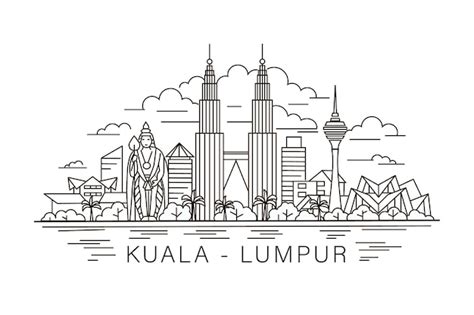 Premium Vector | Kuala Lumpur lineart illustration Kuala Lumpur holiday ...