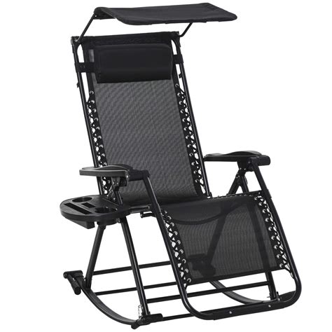 Buy Outsunny Garden Rocking Chair Folding Recliner Outdoor Adjustable Sun Lounger Rocker Zero ...