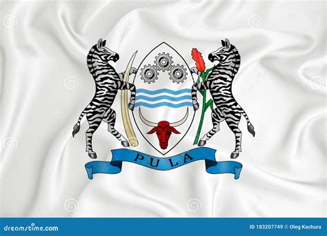 A Developing White Flag with the Coat of Arms of Botswana. Country Symbol. Illustration Stock ...