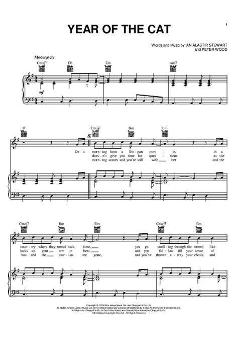 Year Of The Cat" Sheet Music by Al Stewart for Piano/Vocal/Chords - Sheet Music Now