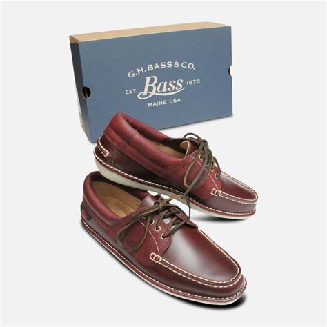 Chestnut Leather Boat Shoes for Men by Bass Wilton