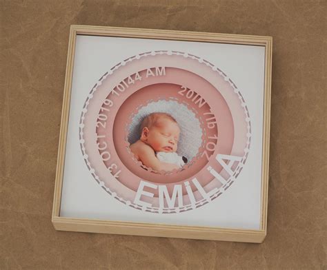 Baby Photo Frame Baby Picture Shadow Box Baby Birth Stats - Etsy