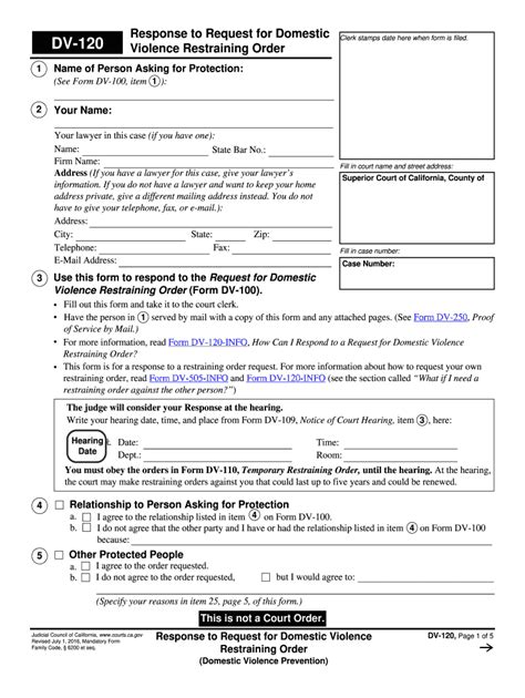 CA DV-120 2016-2022 - Complete Legal Document Online | US Legal Forms