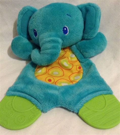 Bright Starts blue plush stuffed Elephant Teething toy Security Blanket Lovey #BrightStarts ...