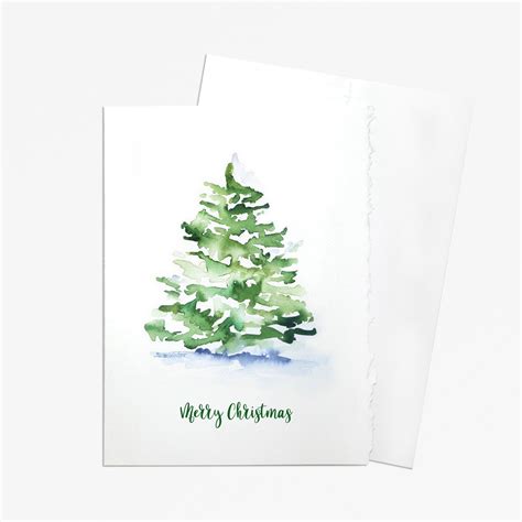 Watercolor Christmas Tree Set of 10 Christmas Cards - Etsy