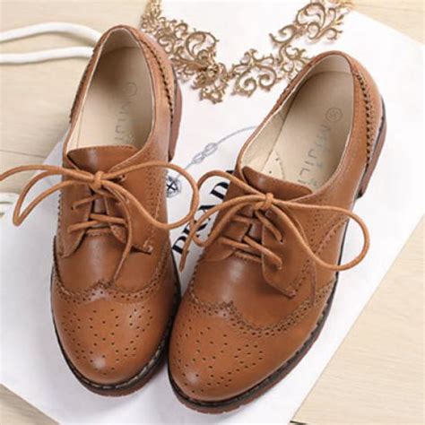 Brown Womens Lace Up Vintage Old School Baroque Oxfords Shoes ...