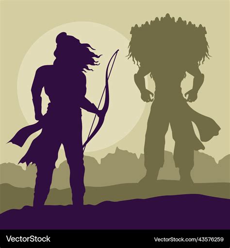 Rama and ravana dussehra Royalty Free Vector Image