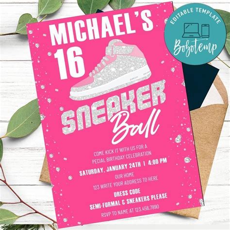 Sneaker Ball Birthday Invitation Customizable Template Instant Download - Sneaker Ball Party ...