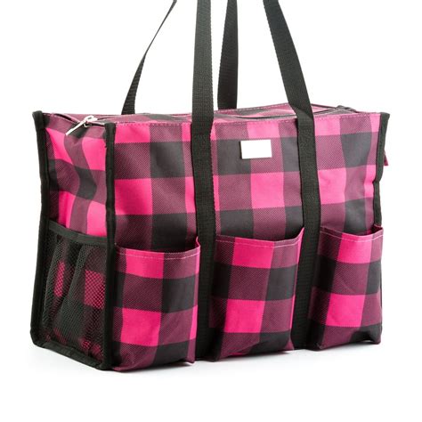 Pursetti - Pursetti Zip-Top Organizing Utility Tote Bag with Multiple Exterior & Interior ...