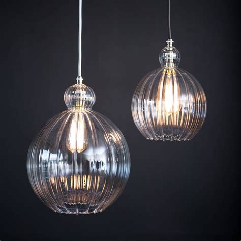 Mabel ribbed glass globe pendant light, unique British design ...