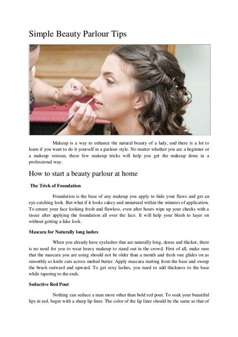 Simple beauty parlour tips