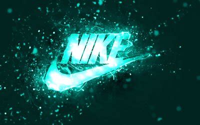 Download wallpapers Nike turquoise logo, 4k, turquoise neon lights ...