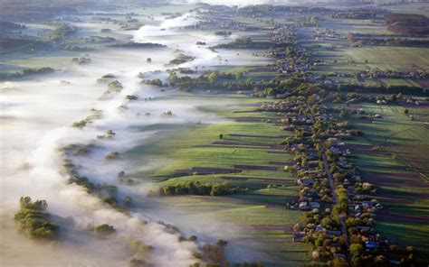 nature, Landscape, Aerial View, Mist, Villages, Field, Road, Morning, Ukraine Wallpapers HD ...