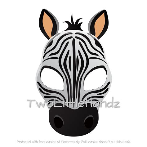 Zebra Printable Mask Animal Masks for Kids Party Printable Coloring Page Digital Download Kids ...