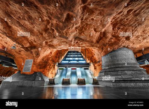 Escalators in a metro station in Stockholm, Sweden Stock Photo - Alamy