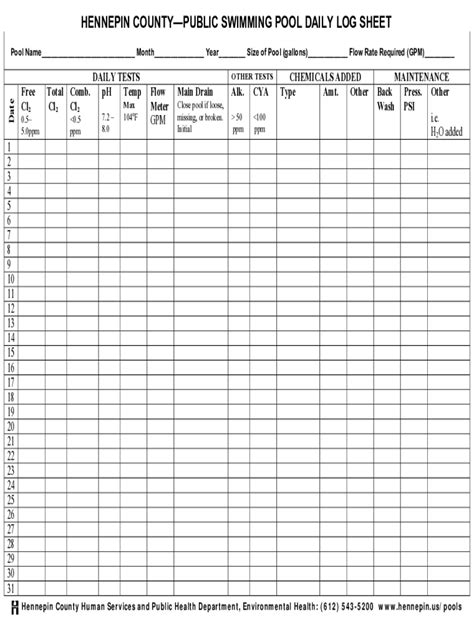 Pool chemical log sheet pdf: Fill out & sign online | DocHub