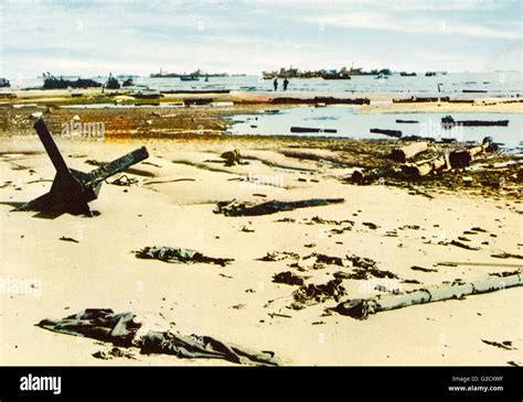 One of the beaches of the Normandy landings on D-Day, showing the Stock ...