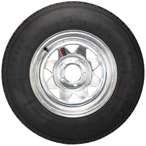 ST185/80R13 Rainier Trailer Tire LRD on 5 Lug Galvanized Spoke Wheel
