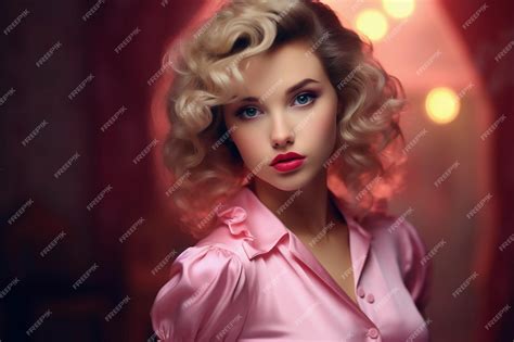 Premium AI Image | Pink retro girl vintage wallpaper