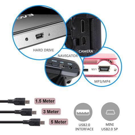 1.5/3/5M Mini 5P USB Power Charger Cable for Sony Playstation 3 Game Controller