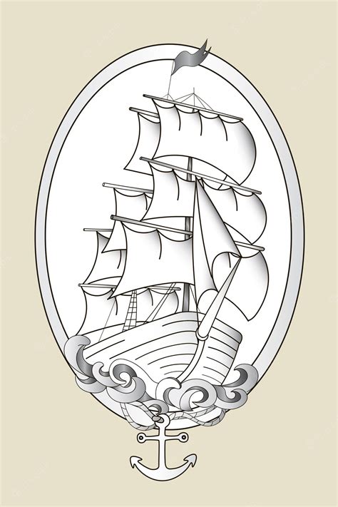 Premium Vector | Tattoo ship black and white stencil vector