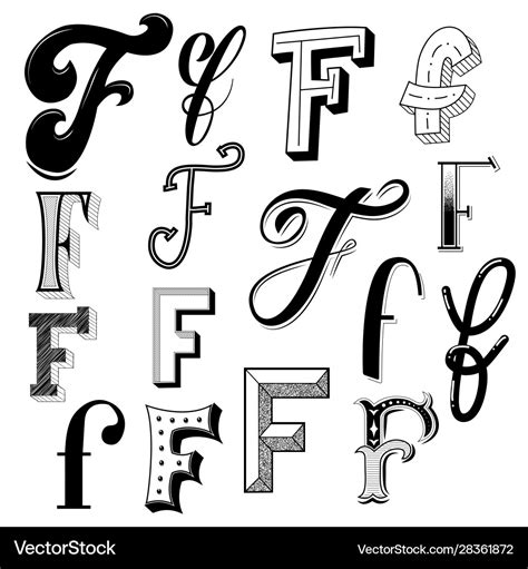 Hand drawn set different writing styles Royalty Free Vector