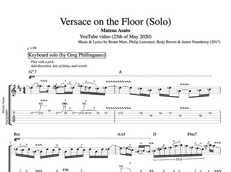 "Versace on the Floor" (Solo) · Mateus Asato || Guitar: Tab + Sheet music + Chords — Play Like ...