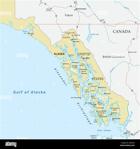 Map of Panhandle in the United States Alaska (Alexander Archipelago ...