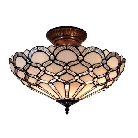 Amora Lighting 2-Light Tiffany Style Ceiling Fixture Lamp-AM108CL17 - The Home Depot