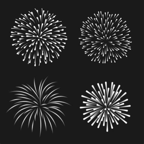 Premium Vector | Festive patterned firework bursting in various shapes sparkling pictograms set