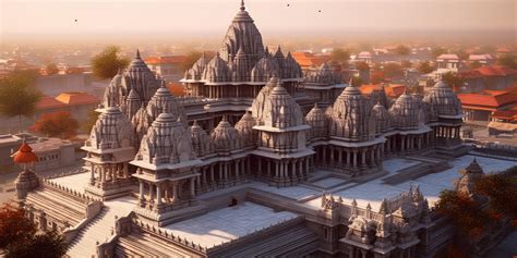 Beautiful Cinematic View of Ram Mandir Wallpaper for Home - Magic Decor