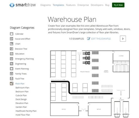 the warehouse plan is shown in black and white, with an arrow pointing ...