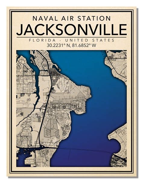 Wall Art Map Print of Naval Air Station Jacksonville Florida - Etsy