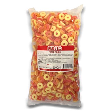 Bebeto Peach Rings 2kg - Wholesale Sweets - Bulk Sweets - Halal Sweets - Wholesale Pick and Mix