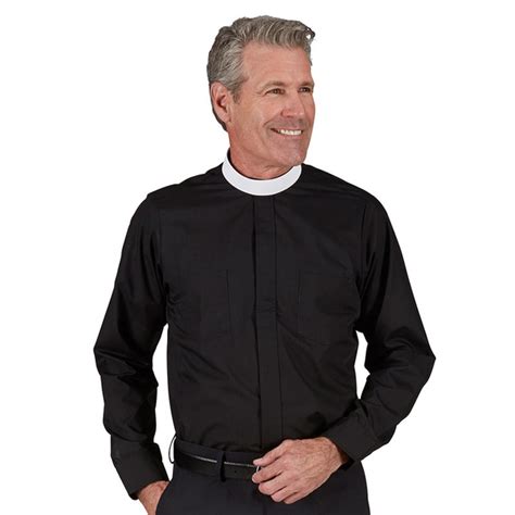 R.J. Toomey Men's Long Sleeve Neckband Clergy Shirt - Black | Church ...