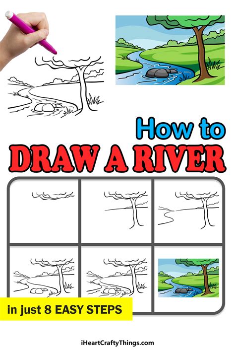 River Drawing - How To Draw A River Step By Step