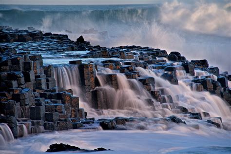 nature, Landscape, Giants Causeway, Sea, Waves, Rock, Rock Formation, Ireland, Long Exposure ...