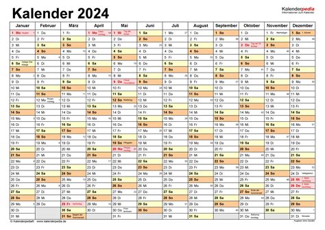 Kalenderpedia 2024 Excel - Ferne Jennine