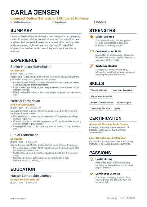 5 Medical Esthetician Resume Examples & Guide for 2024